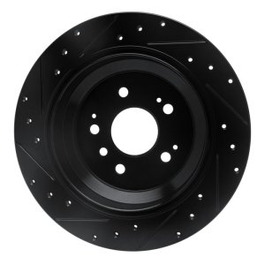 Honda Ridgeline Brake Rotor (1) - Rear Right - R1 Concepts - Drilled & Slotted - Black - `16-`25